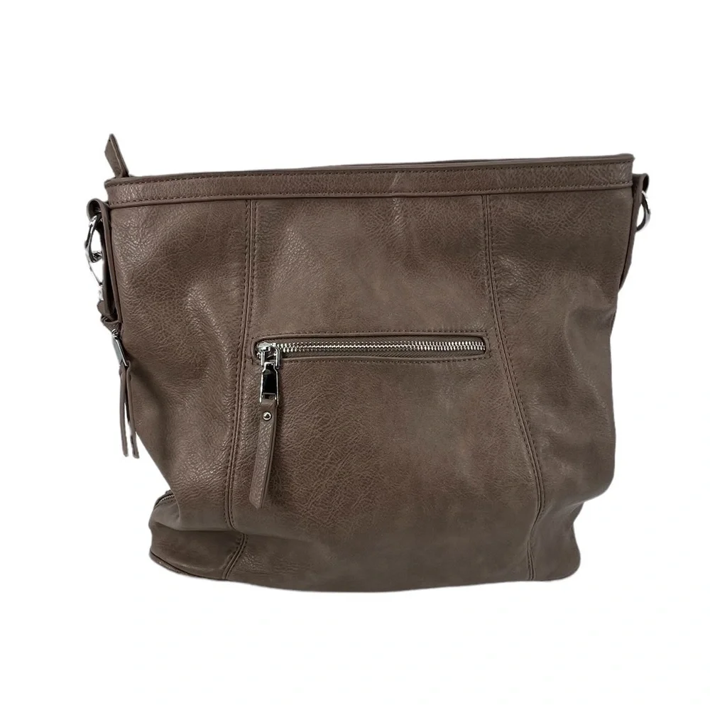 Antik Kraft Tan Leather Zipper Top Hobo Bag Purse Women's